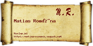 Matias Romána névjegykártya